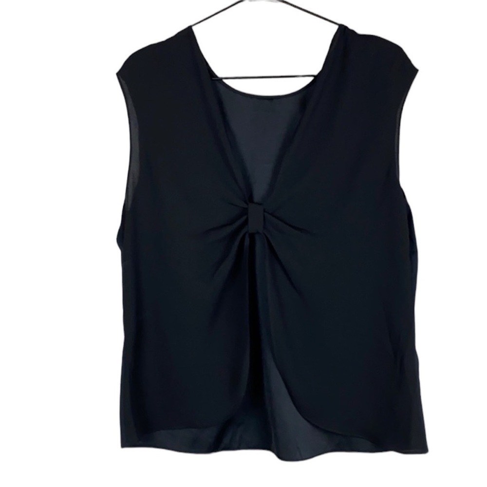 Black bow back blouse tank